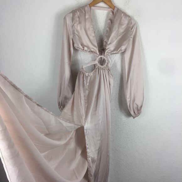NWT HelloMolly Fashion Girlie Satin Cut Out Maxi Dress Champagne Size 2 Cocktail - Picture 11 of 13